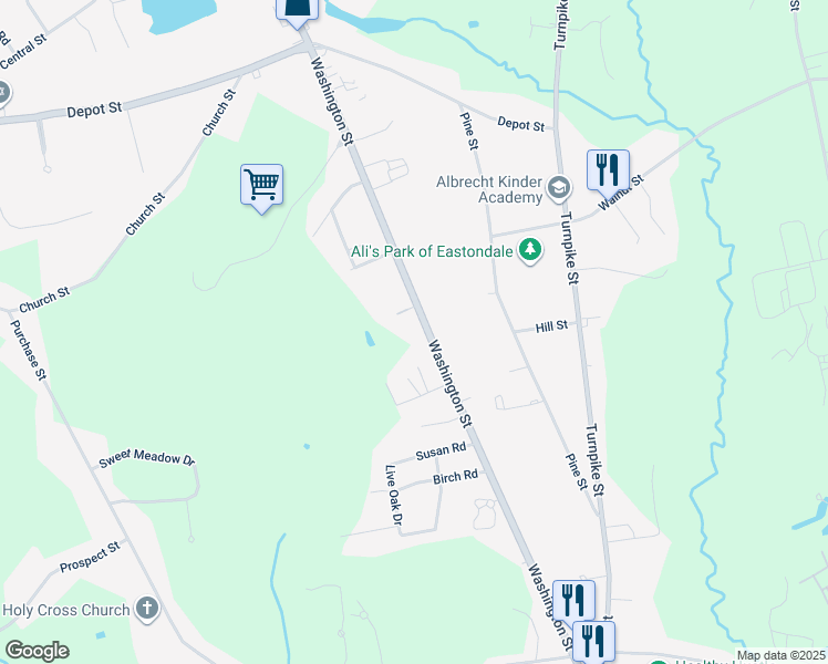 map of restaurants, bars, coffee shops, grocery stores, and more near 794 Washington Street in Easton