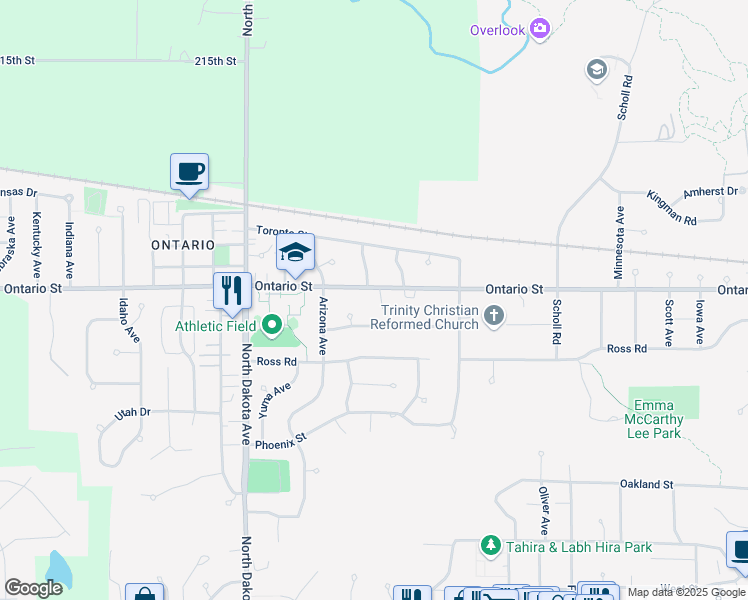 map of restaurants, bars, coffee shops, grocery stores, and more near 4018 Ontario Street in Ames