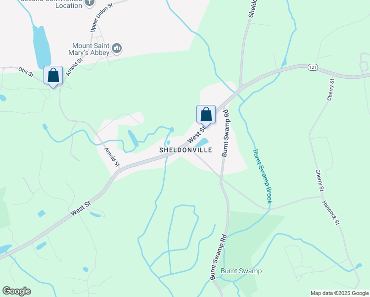 map of restaurants, bars, coffee shops, grocery stores, and more near 1063 West Street in Wrentham
