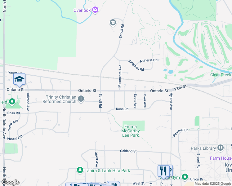 map of restaurants, bars, coffee shops, grocery stores, and more near 1238 Michigan Avenue in Ames