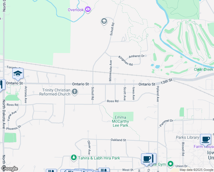 map of restaurants, bars, coffee shops, grocery stores, and more near 1240 Michigan Avenue in Ames