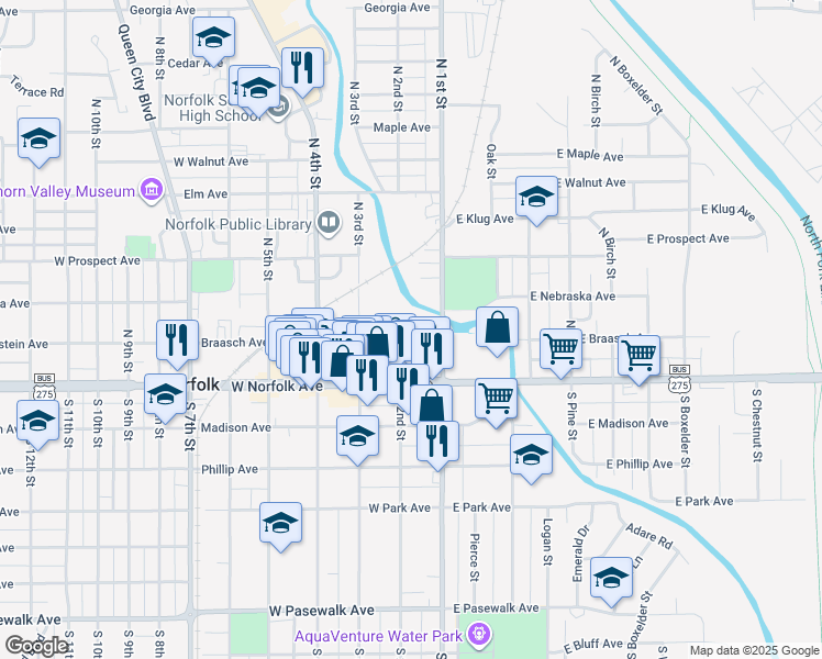 map of restaurants, bars, coffee shops, grocery stores, and more near 200 Winter Avenue in Norfolk