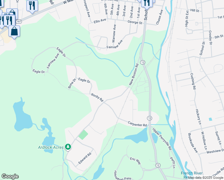 map of restaurants, bars, coffee shops, grocery stores, and more near 44 New Boston Road in Dudley