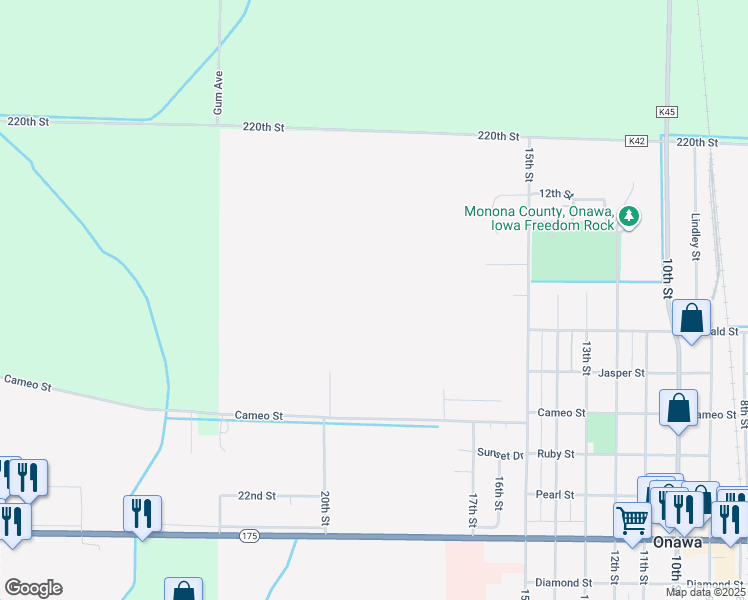 map of restaurants, bars, coffee shops, grocery stores, and more near in Onawa