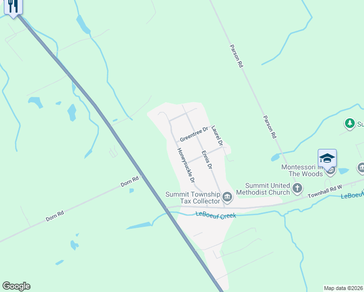 map of restaurants, bars, coffee shops, grocery stores, and more near 1905 Greentree Dr in Erie