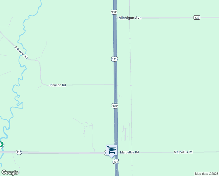 map of restaurants, bars, coffee shops, grocery stores, and more near 52526 U.S. 131 in Three Rivers
