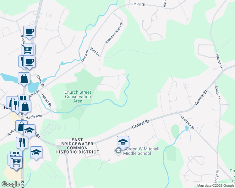 map of restaurants, bars, coffee shops, grocery stores, and more near 37 Pheasant Run in East Bridgewater