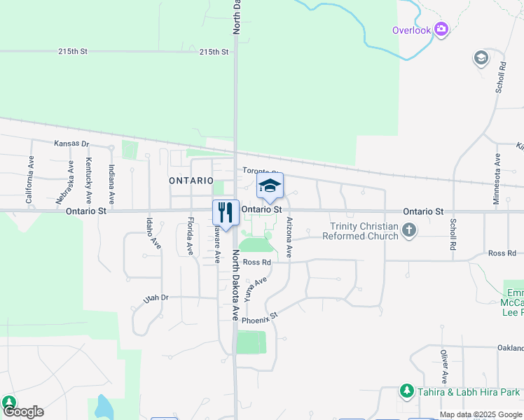 map of restaurants, bars, coffee shops, grocery stores, and more near 4316 Ontario Street in Ames