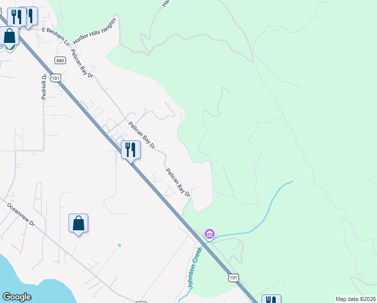 map of restaurants, bars, coffee shops, grocery stores, and more near 15706 Upper Benham Lane in Brookings
