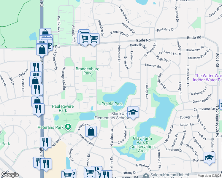 map of restaurants, bars, coffee shops, grocery stores, and more near 505 Deerfield Court in Schaumburg