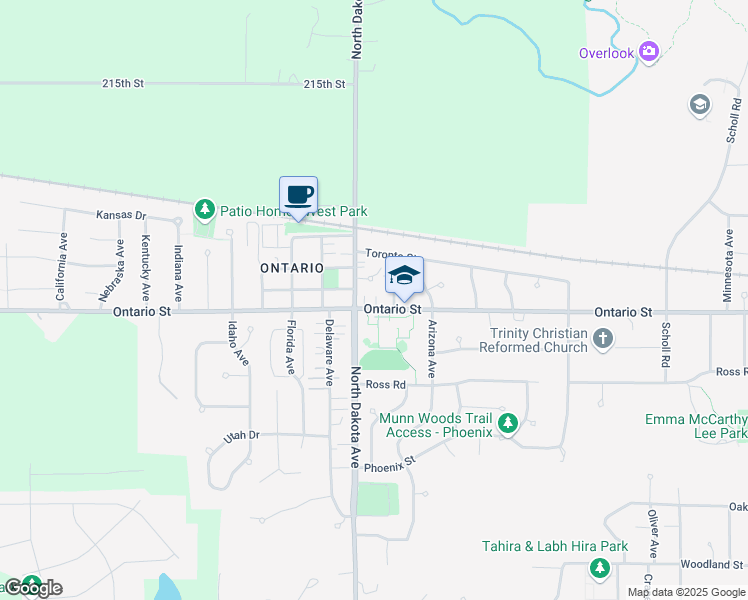 map of restaurants, bars, coffee shops, grocery stores, and more near 4403 Ontario Street in Ames