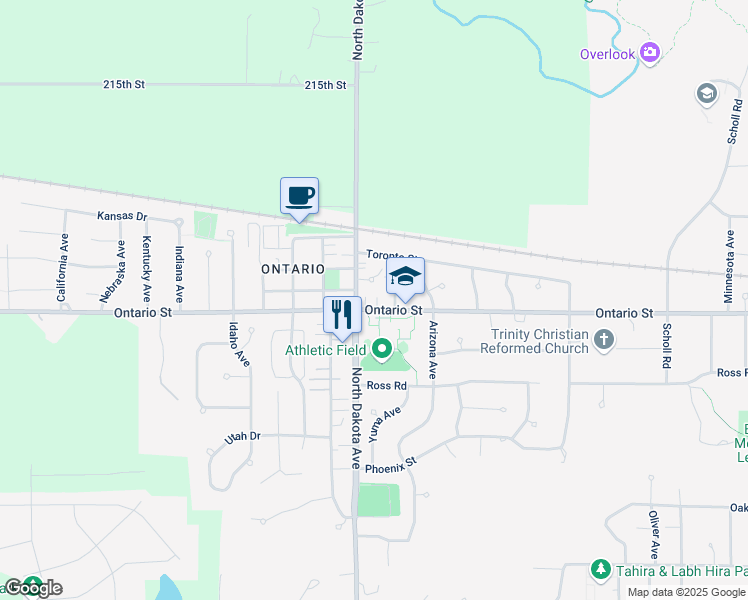 map of restaurants, bars, coffee shops, grocery stores, and more near 4403 Ontario Street in Ames