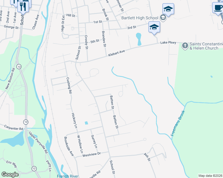 map of restaurants, bars, coffee shops, grocery stores, and more near 15 Harvard Street in Webster
