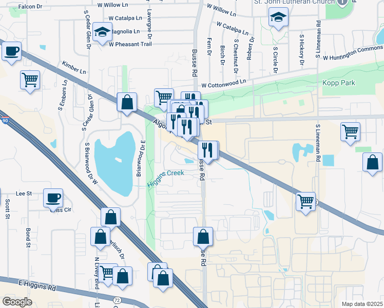 map of restaurants, bars, coffee shops, grocery stores, and more near 1777 West Crystal Lane in Mount Prospect