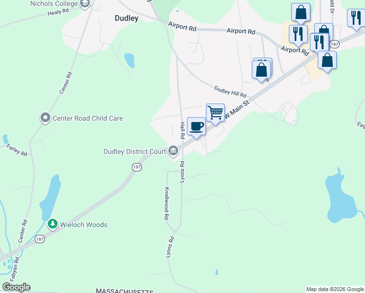 map of restaurants, bars, coffee shops, grocery stores, and more near 3 Lyons Road in Dudley