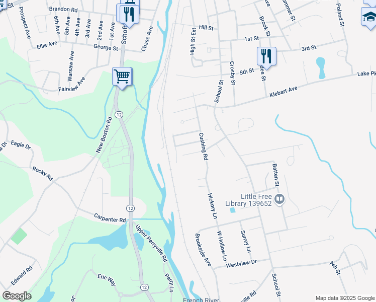 map of restaurants, bars, coffee shops, grocery stores, and more near 35 Overlook Avenue in Webster