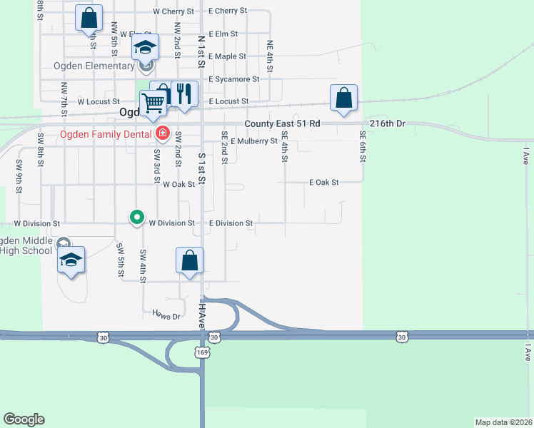 map of restaurants, bars, coffee shops, grocery stores, and more near 302 East Division Street in Ogden