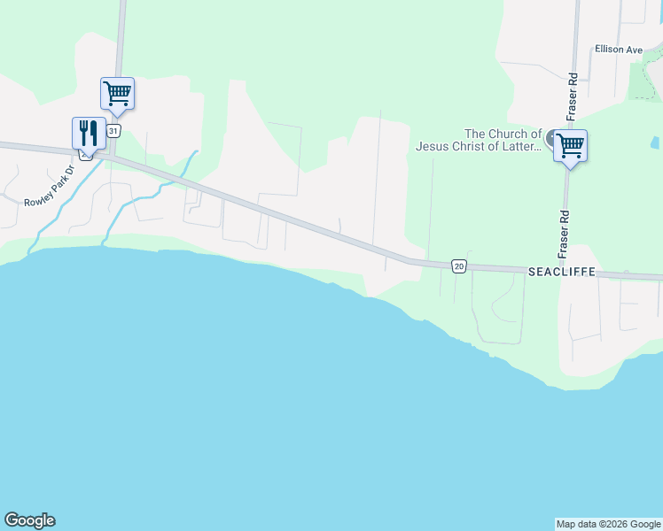 map of restaurants, bars, coffee shops, grocery stores, and more near 388 Seacliff Drive West in Leamington