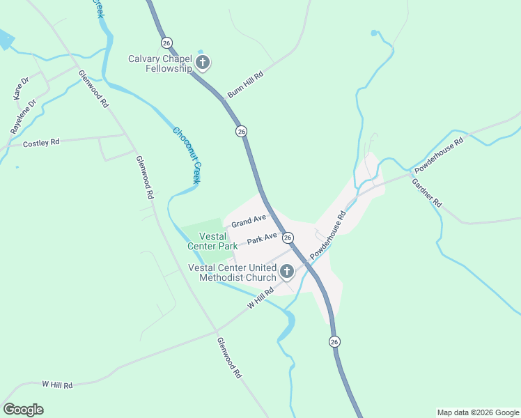 map of restaurants, bars, coffee shops, grocery stores, and more near 117 Grand Avenue in Vestal