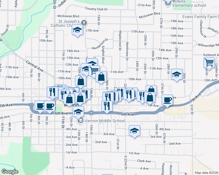 map of restaurants, bars, coffee shops, grocery stores, and more near 1820 8th Ave in Marion