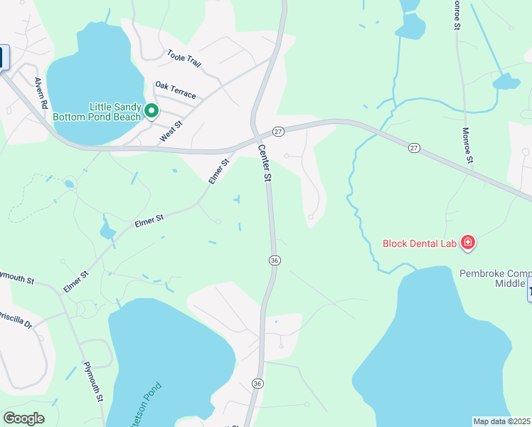 map of restaurants, bars, coffee shops, grocery stores, and more near 676 Center Street in Pembroke