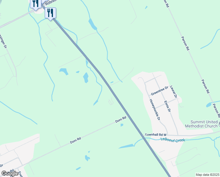 map of restaurants, bars, coffee shops, grocery stores, and more near 8643 Peach St in Erie