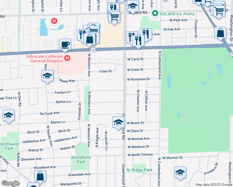 map of restaurants, bars, coffee shops, grocery stores, and more near 8620 West Stolting Road in Niles