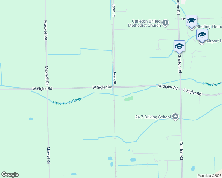 map of restaurants, bars, coffee shops, grocery stores, and more near 1075 West Sigler Road in Carleton