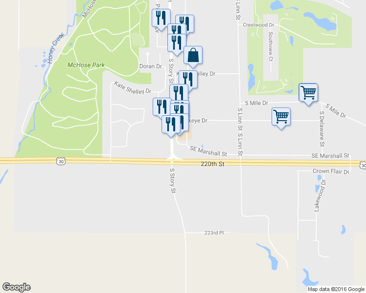 map of restaurants, bars, coffee shops, grocery stores, and more near 1905 South Marshall Street in Boone