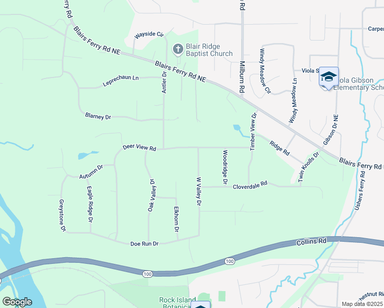 map of restaurants, bars, coffee shops, grocery stores, and more near 4501 Deer View Road in Cedar Rapids