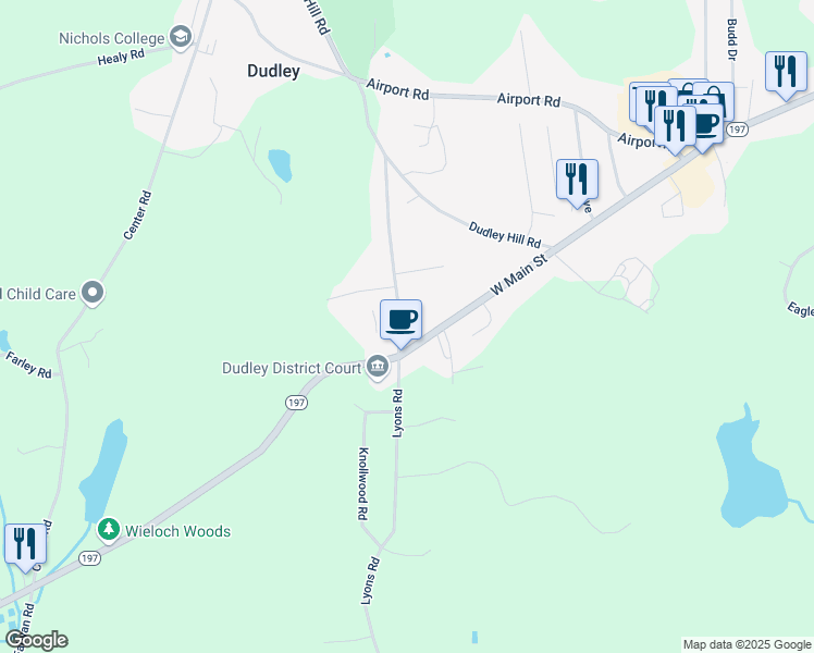 map of restaurants, bars, coffee shops, grocery stores, and more near 35 Hall Road in Dudley
