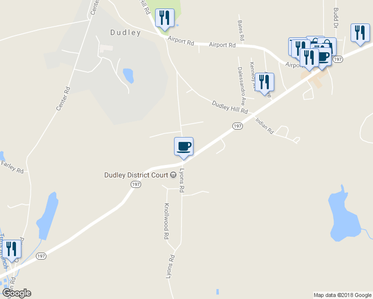 map of restaurants, bars, coffee shops, grocery stores, and more near 35 Hall Road in Dudley