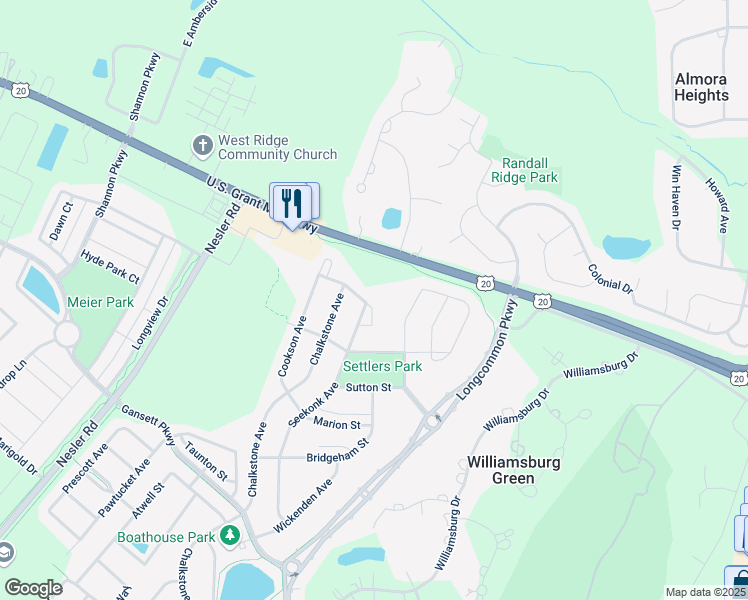 map of restaurants, bars, coffee shops, grocery stores, and more near 3019 Seekonk Avenue in Elgin