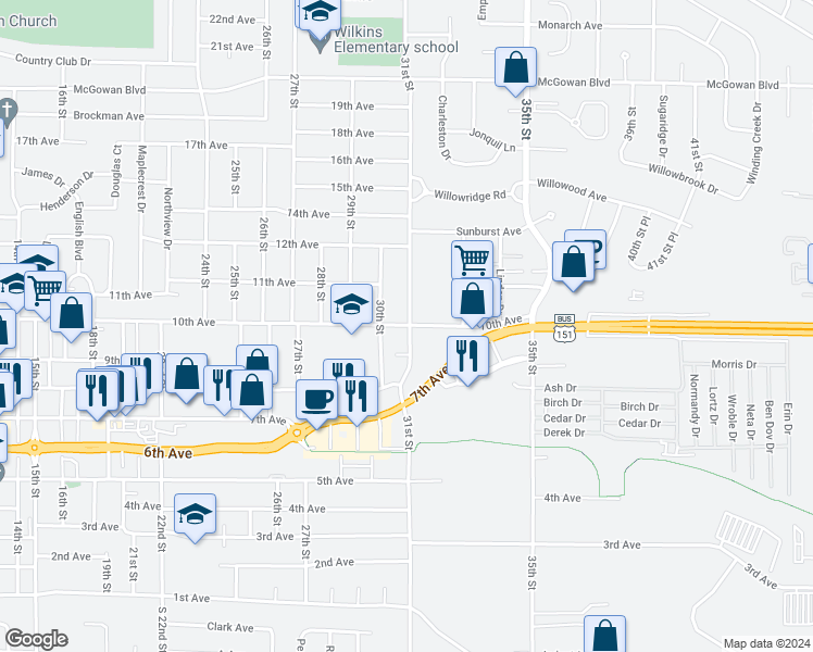 map of restaurants, bars, coffee shops, grocery stores, and more near 3055-3095 10th Avenue in Marion