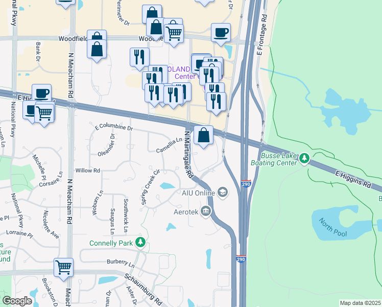 map of restaurants, bars, coffee shops, grocery stores, and more near 475 North Martingale Road in Schaumburg
