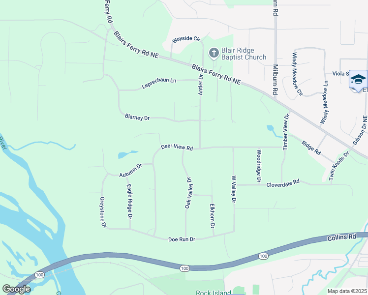 map of restaurants, bars, coffee shops, grocery stores, and more near 4577 Deer View Road in Cedar Rapids