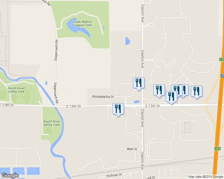 map of restaurants, bars, coffee shops, grocery stores, and more near 1415 Baltimore Drive in Ames