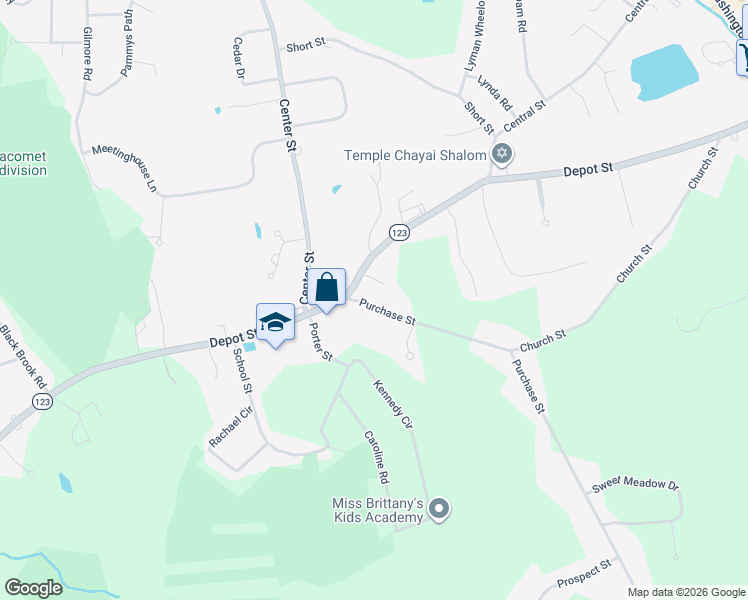 map of restaurants, bars, coffee shops, grocery stores, and more near 11 Purchase Street in Easton