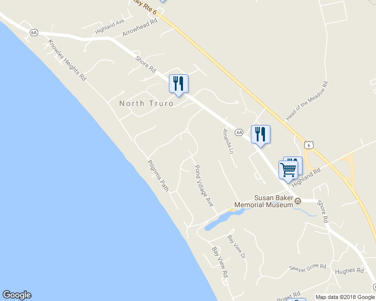 map of restaurants, bars, coffee shops, grocery stores, and more near 30 Twine Field Road in Provincetown