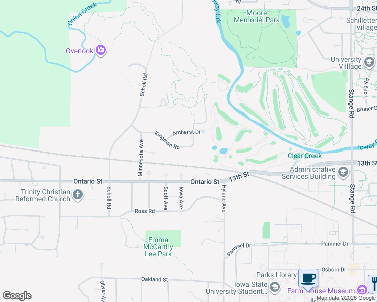 map of restaurants, bars, coffee shops, grocery stores, and more near 3128 Kingman Road in Ames