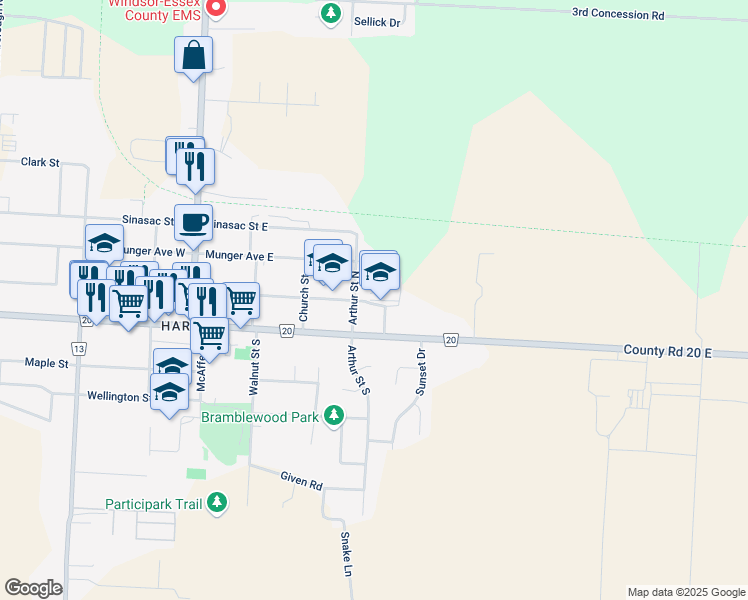 map of restaurants, bars, coffee shops, grocery stores, and more near 334 Centre Street in Essex