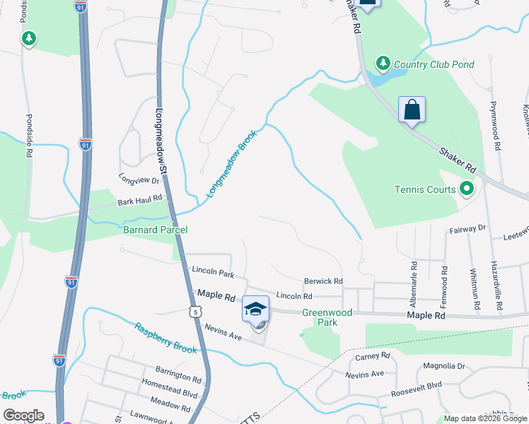 map of restaurants, bars, coffee shops, grocery stores, and more near 216 Franklin Road in Longmeadow