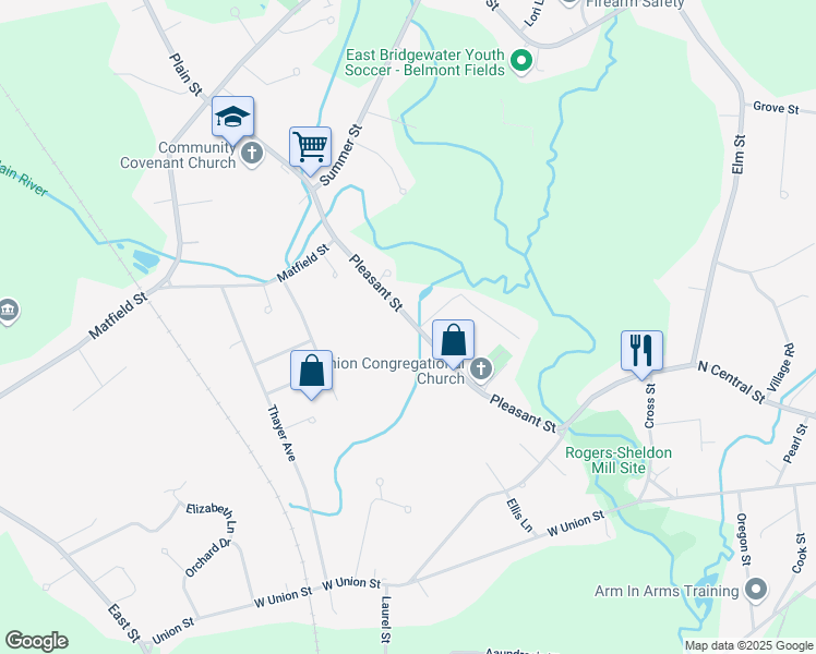 map of restaurants, bars, coffee shops, grocery stores, and more near 200 Pleasant Street in East Bridgewater