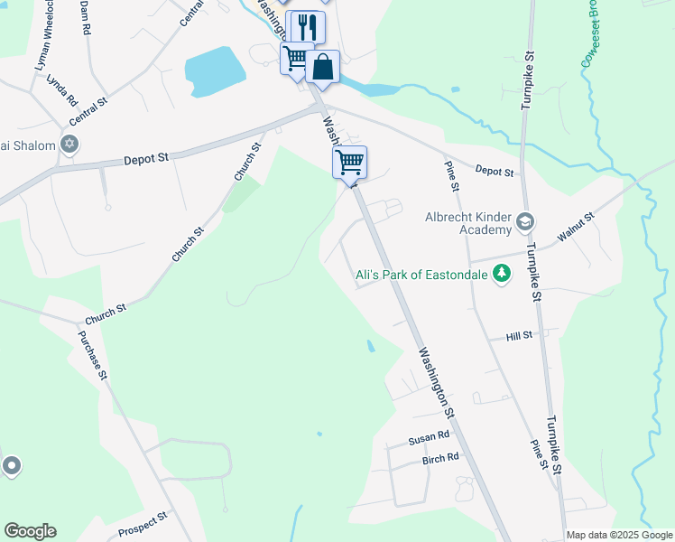 map of restaurants, bars, coffee shops, grocery stores, and more near 7 Nancy Road in Easton