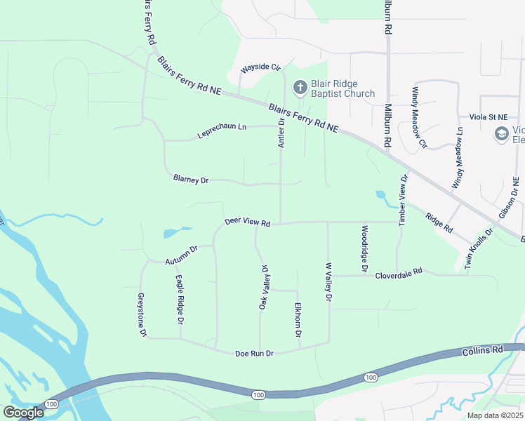 map of restaurants, bars, coffee shops, grocery stores, and more near 4577-4601 Deer View Road in Cedar Rapids