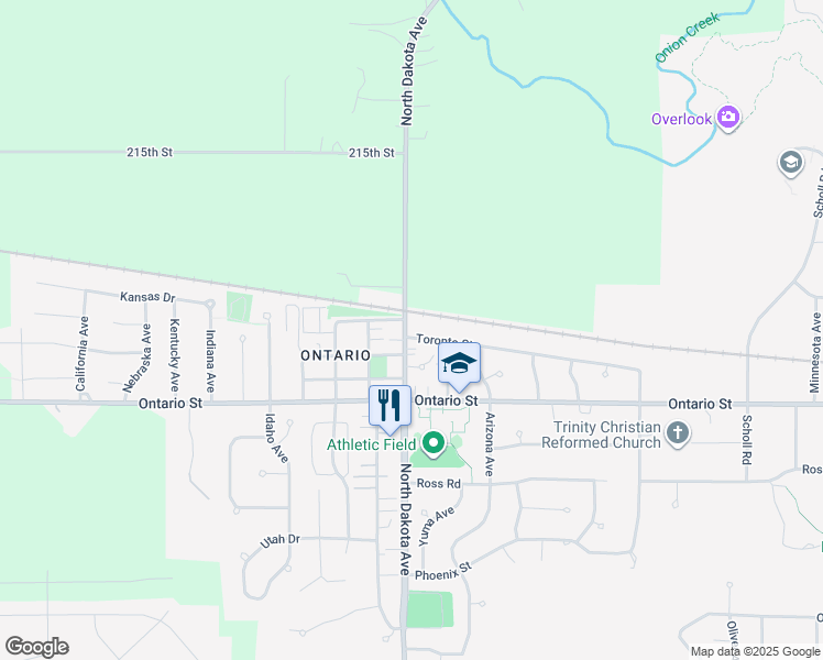 map of restaurants, bars, coffee shops, grocery stores, and more near 4404 Toronto Street in Ames