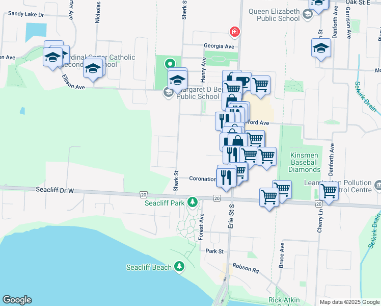 map of restaurants, bars, coffee shops, grocery stores, and more near 282 Sherk Street in Essex County