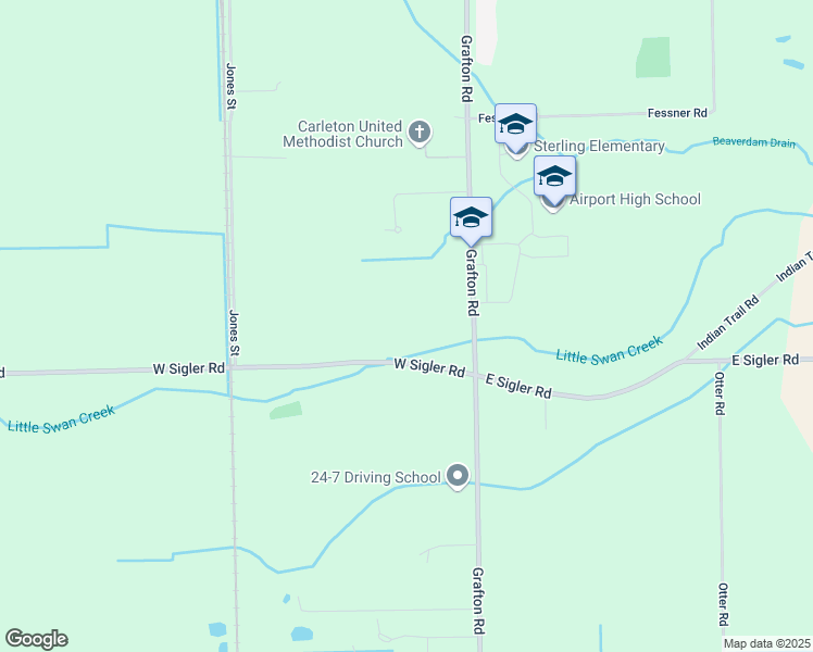 map of restaurants, bars, coffee shops, grocery stores, and more near 350 West Sigler Road in Carleton