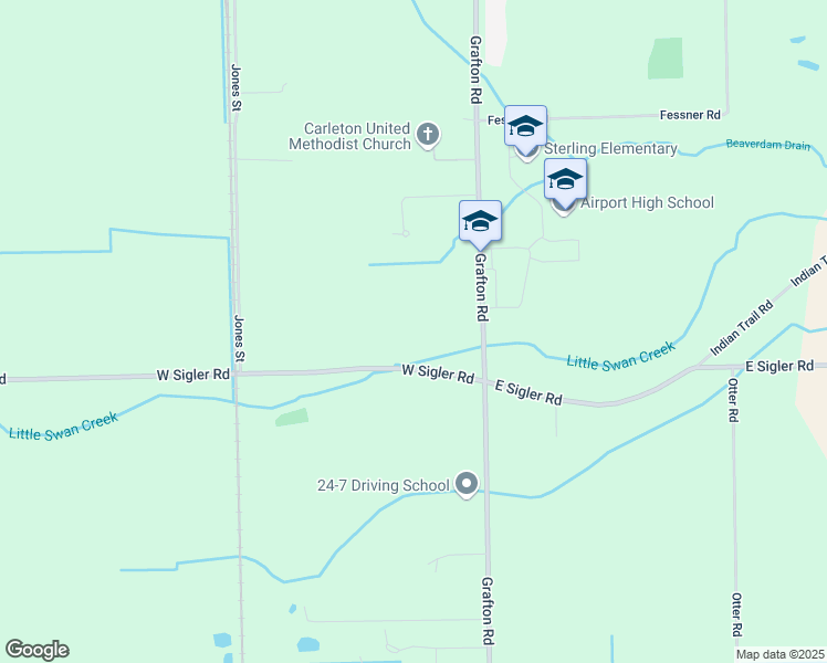map of restaurants, bars, coffee shops, grocery stores, and more near 350 West Sigler Road in Carleton