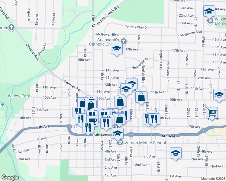 map of restaurants, bars, coffee shops, grocery stores, and more near 1194 13th Street in Marion